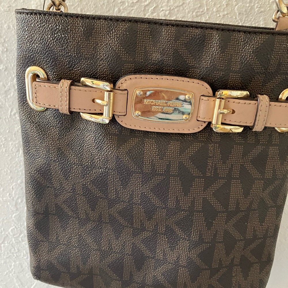Michael Kors Dark Brown Monogram Crossbody Bag